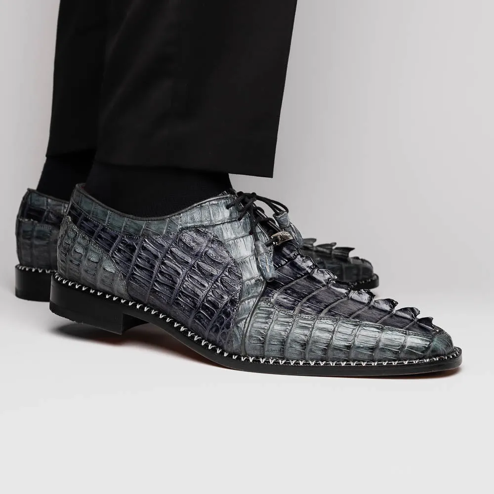 Marco Di Milano Caribe in Dark Grey Hornback Caiman Derby Shoes