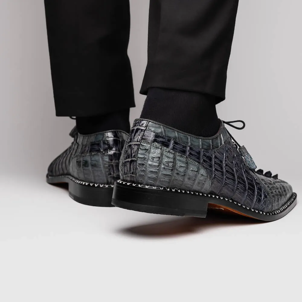 Marco Di Milano Caribe in Dark Grey Hornback Caiman Derby Shoes