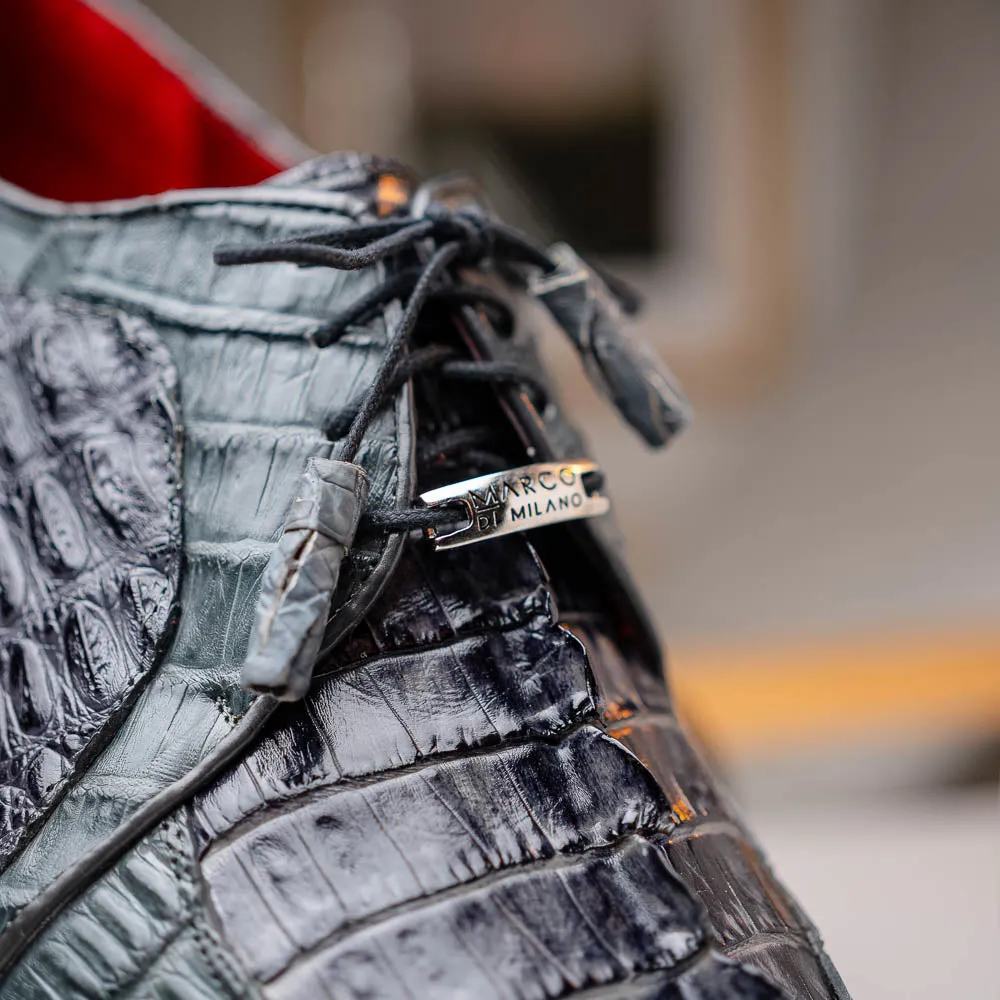 Marco Di Milano Caribe in Dark Grey Hornback Caiman Derby Shoes