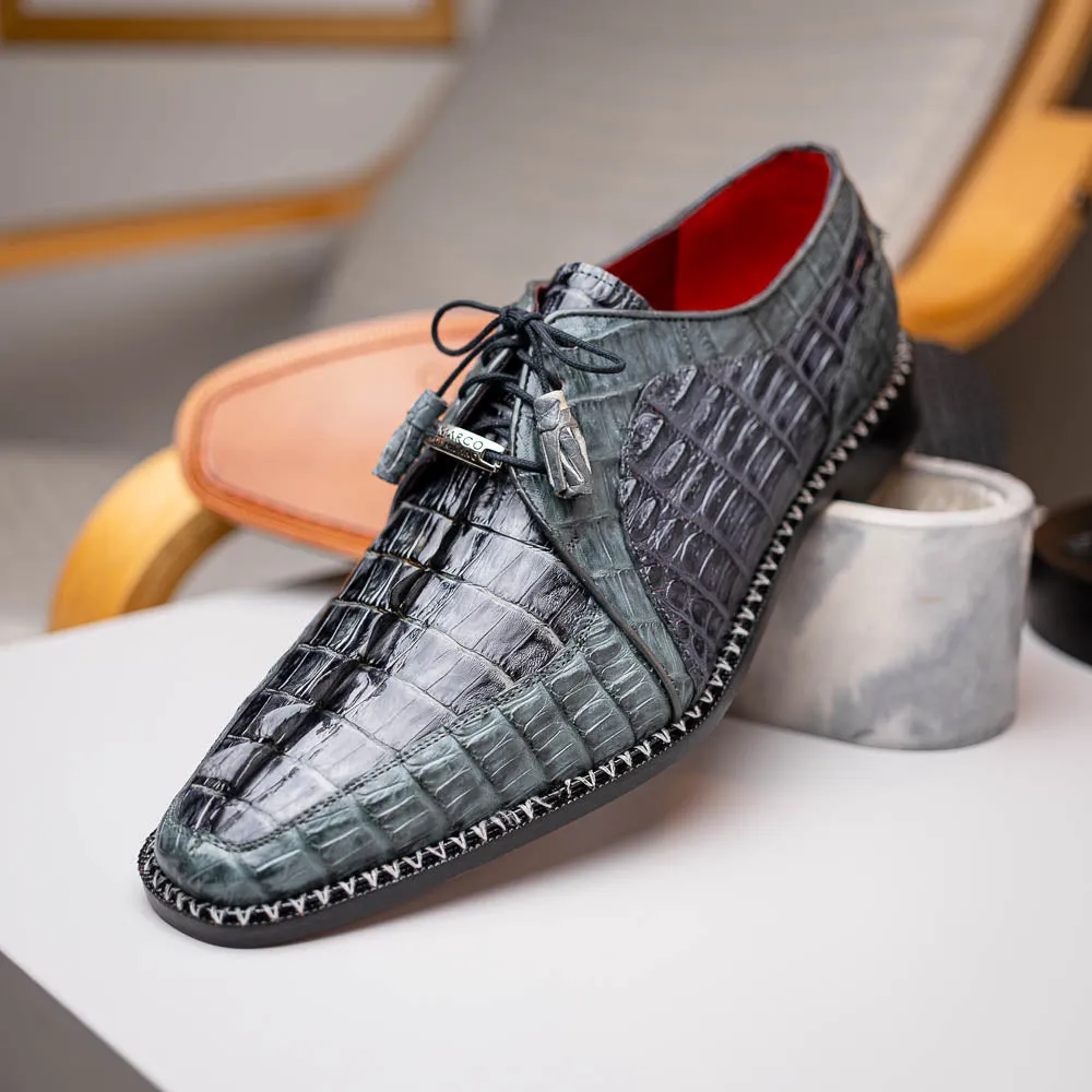 Marco Di Milano Caribe in Dark Grey Hornback Caiman Derby Shoes