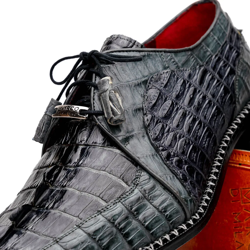 Marco Di Milano Caribe in Dark Grey Hornback Caiman Derby Shoes