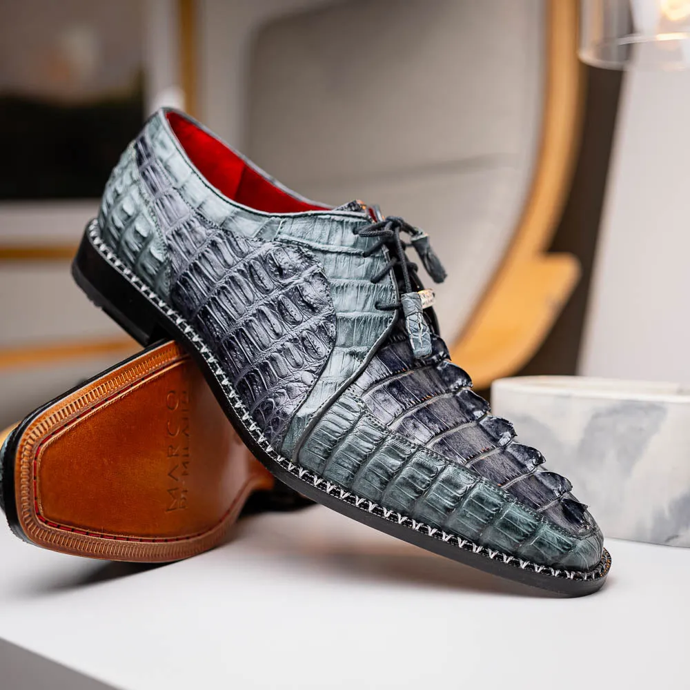 Marco Di Milano Caribe in Dark Grey Hornback Caiman Derby Shoes