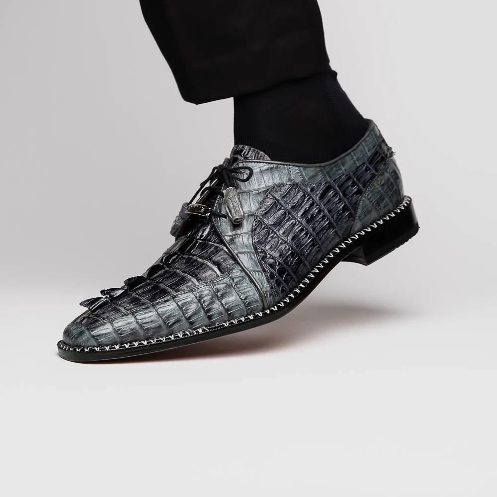 Marco Di Milano Caribe in Dark Grey Hornback Caiman Derby Shoes