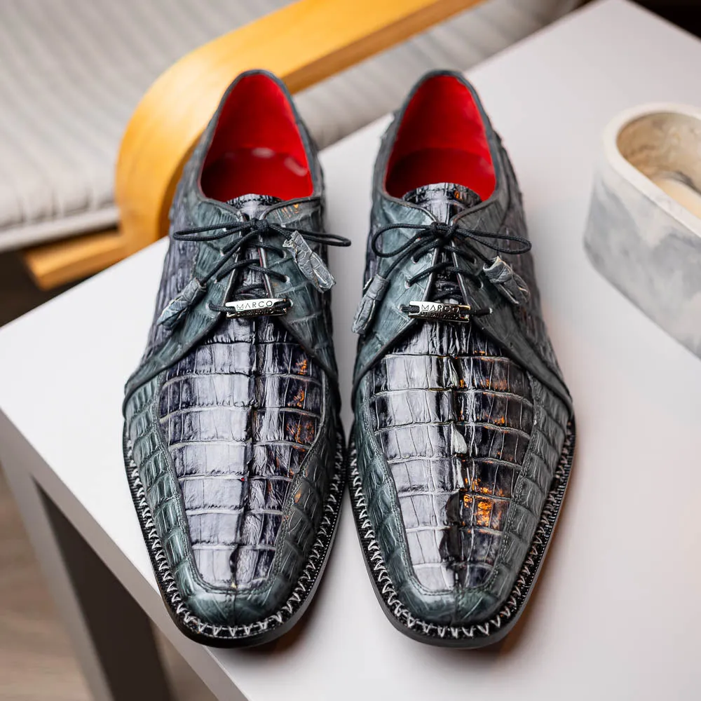 Marco Di Milano Caribe in Dark Grey Hornback Caiman Derby Shoes