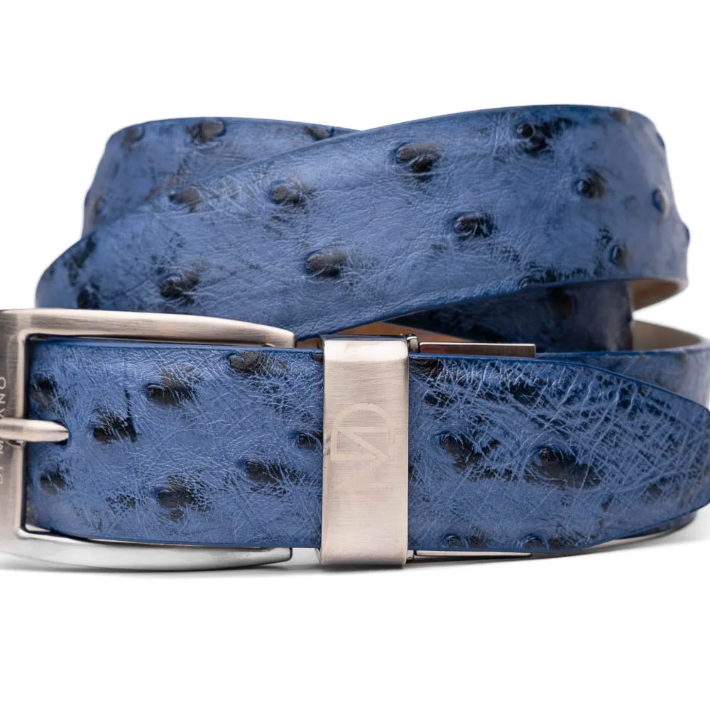 Marco Di Milano EST 102 Ostrich Belt in Antique Navy