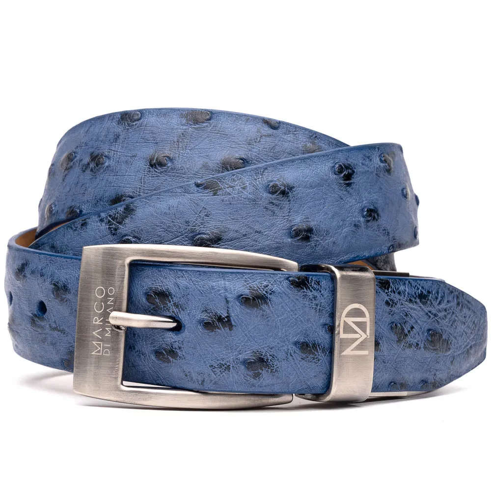 Marco Di Milano EST 102 Ostrich Belt in Antique Navy