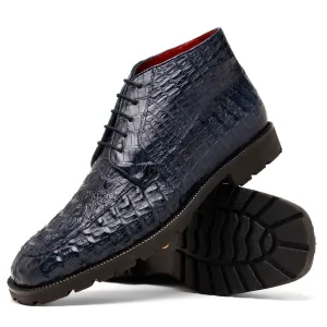 Marco Di Milano Martinelli Navy Caiman Crocodile Ankle Boots