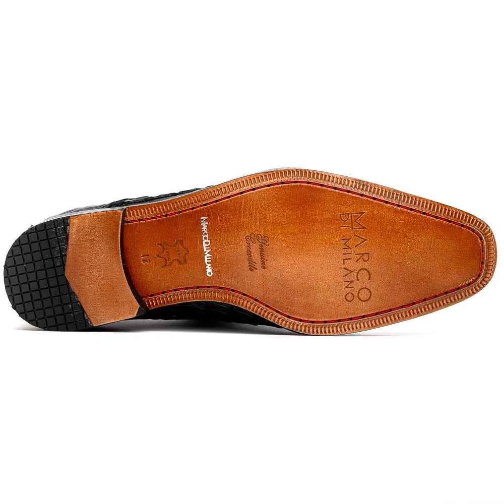 Marco Di Milano Rovigo in Cognac Caiman Crocodile Monk Strap Dress Shoes