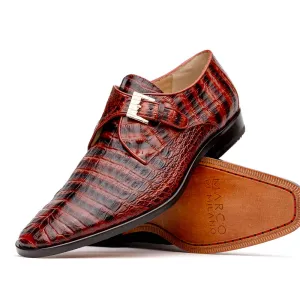Marco Di Milano Rovigo in Cognac Caiman Crocodile Monk Strap Dress Shoes