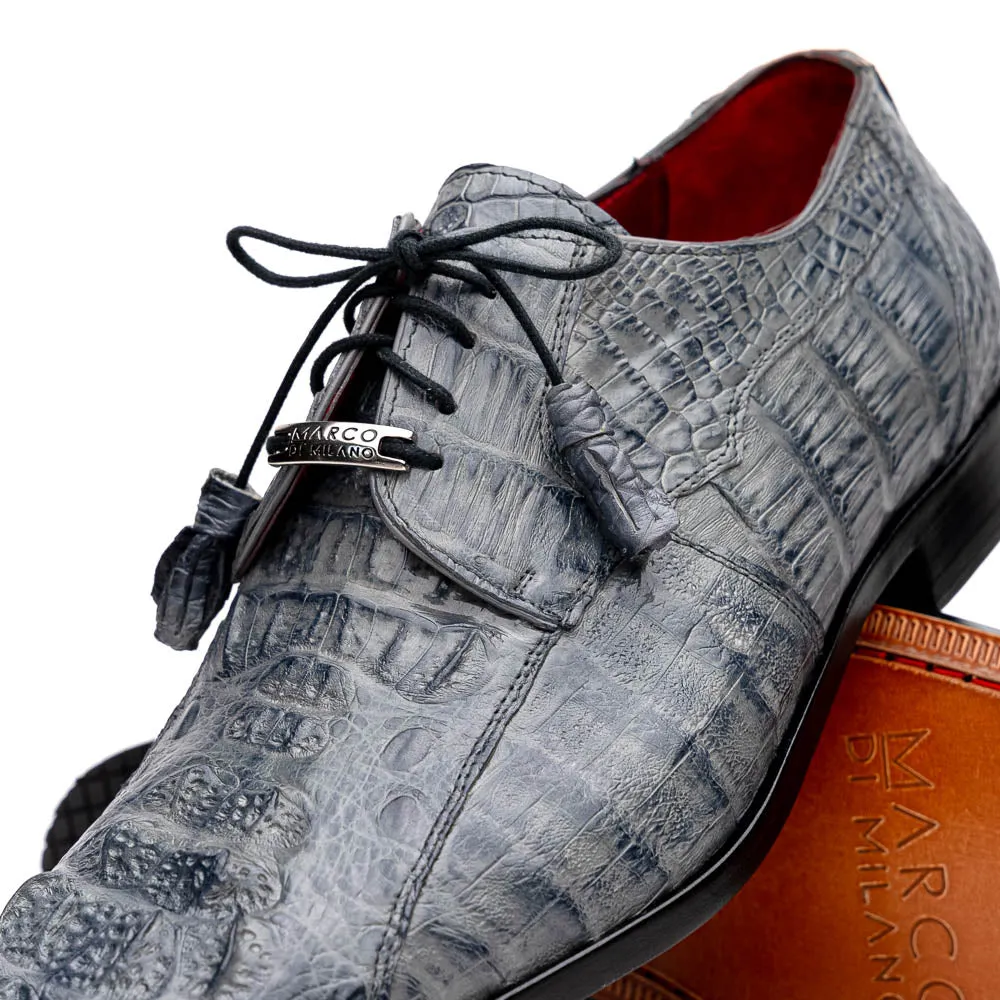Marco Di Milano Tulum in Grey Caiman Crocodile Derby Shoes