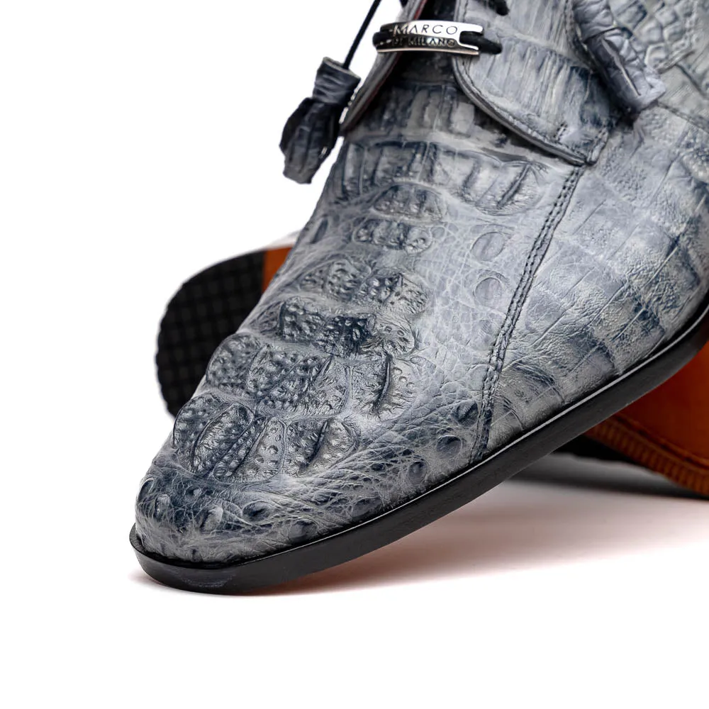 Marco Di Milano Tulum in Grey Caiman Crocodile Derby Shoes
