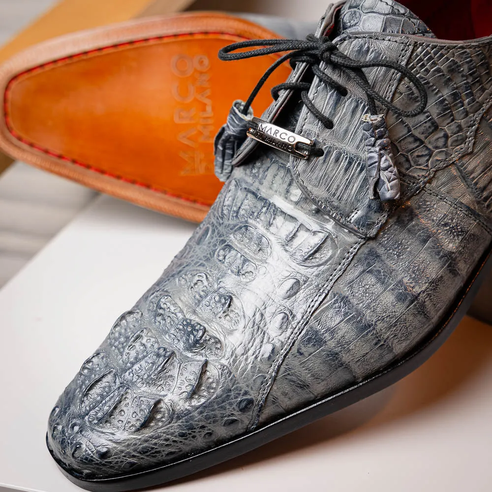 Marco Di Milano Tulum in Grey Caiman Crocodile Derby Shoes