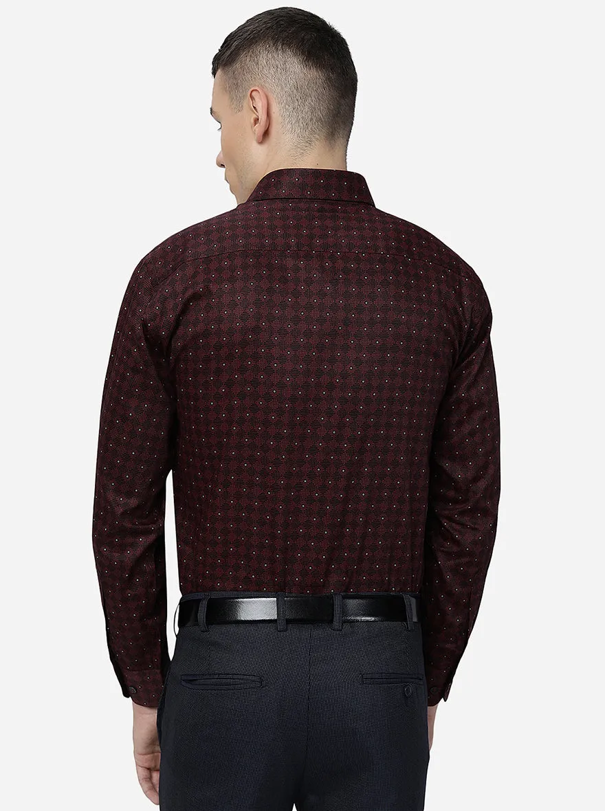 Maroon Printed Regular Fit Formal Shirt | JadeBlue
