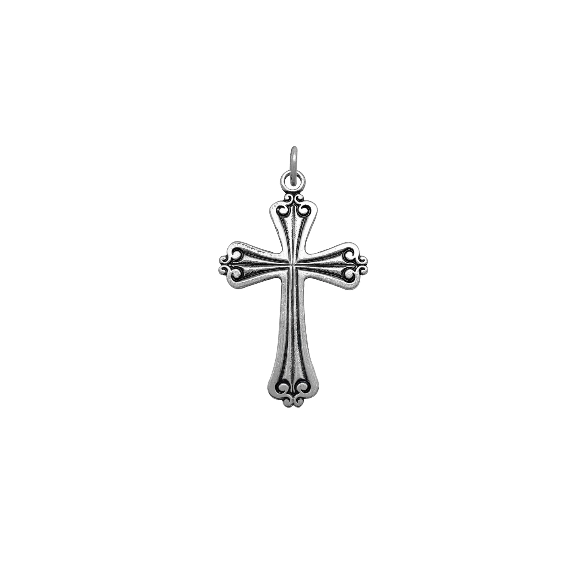 Matte Antique-Finish Cross Pendant (Silver)