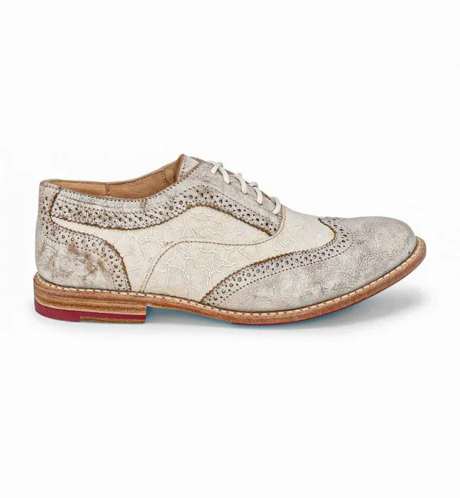 Maude Wing-Tip Riding Shoes in Bone Lux