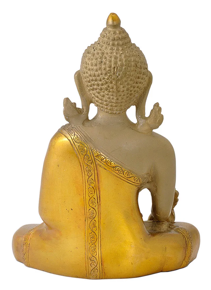 Medicine Buddha Sculpture in Antique Golden Finish