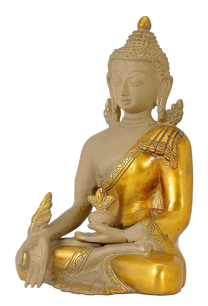 Medicine Buddha Sculpture in Antique Golden Finish