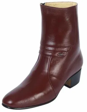 Men's Goat Leather Side Zipper Classic Dress Ankle Boots 'El Besserro' Wine Color 1912