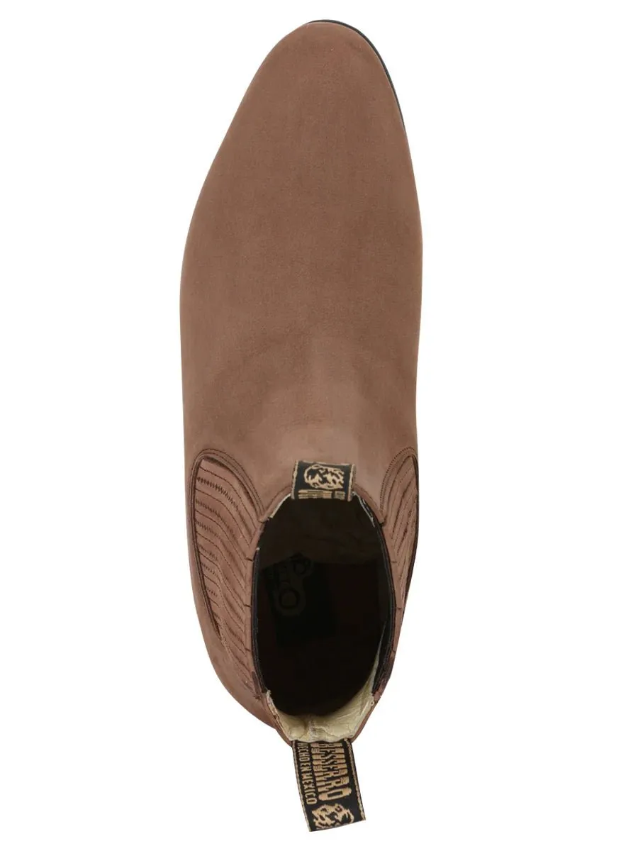 Men's Nubuck Leather Classic Charro Ankle Boots 'El Besserro' Camel Color 204