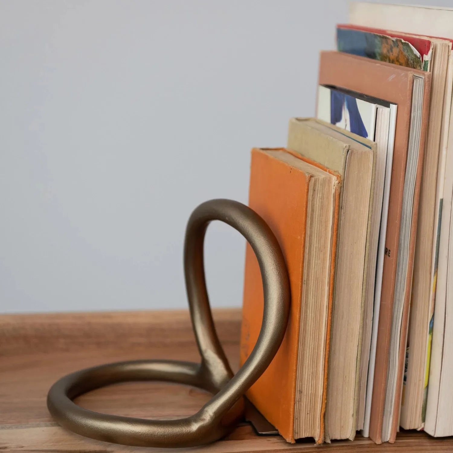 Metal Abstract Bookend, Antique Brass Finish
