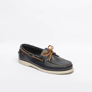 Mocassino da barca Sebago Portland Martellato in pelle blu