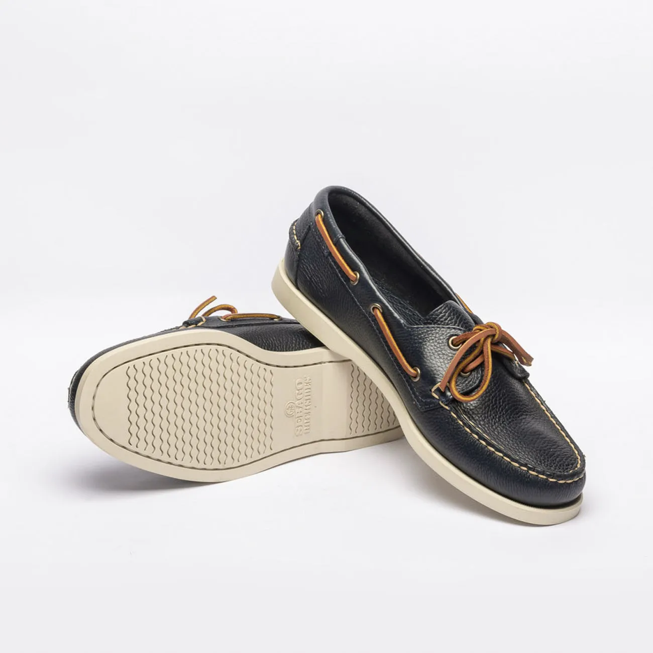 Mocassino da barca Sebago Portland Martellato in pelle blu
