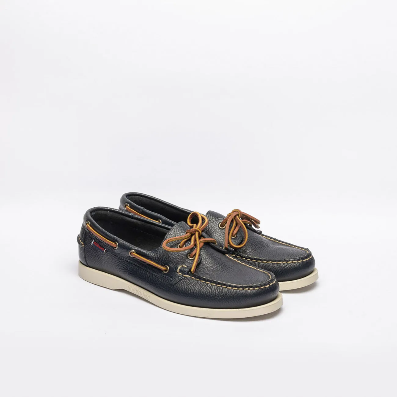 Mocassino da barca Sebago Portland Martellato in pelle blu
