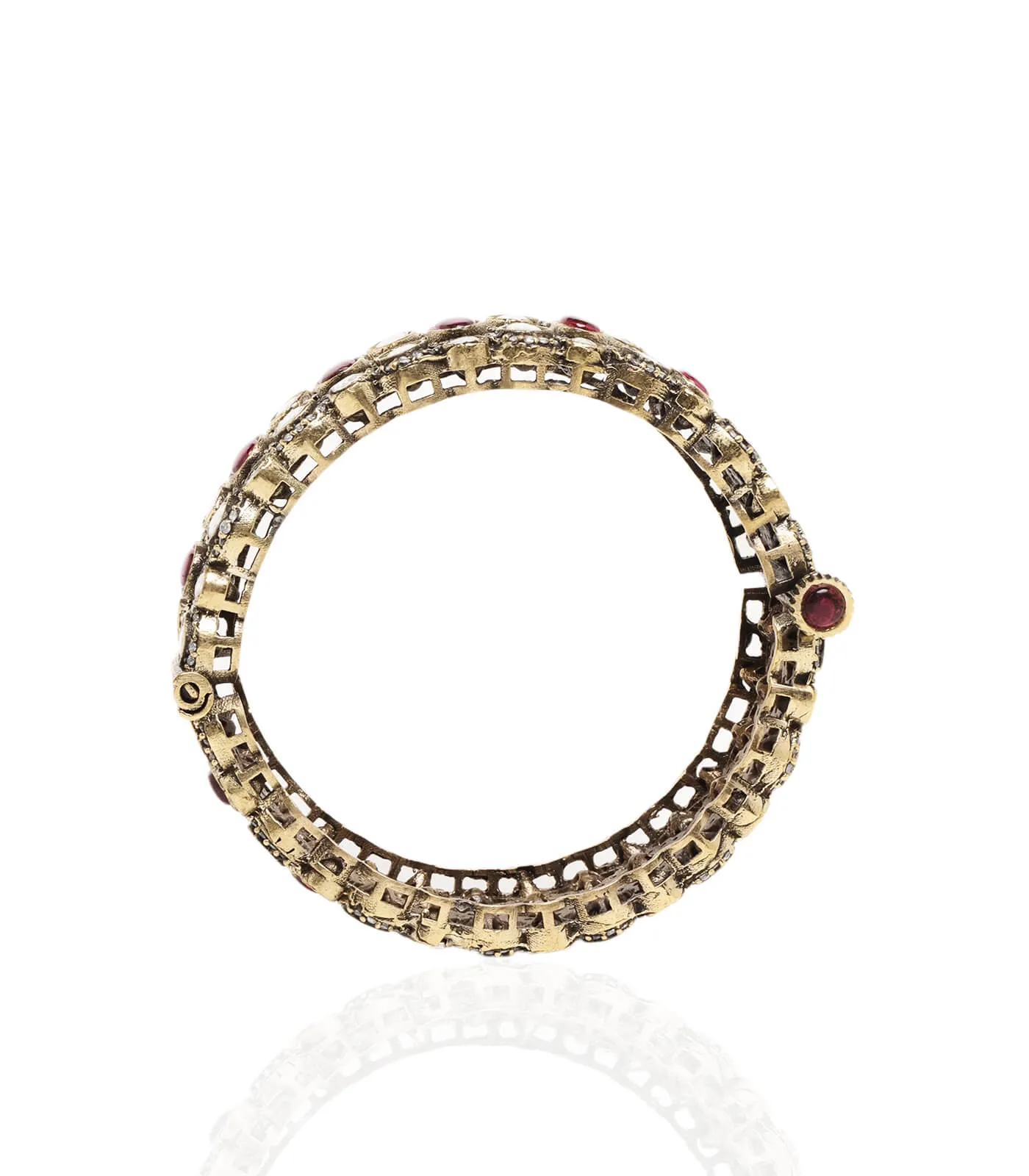 Monita red antique gold finish bangles