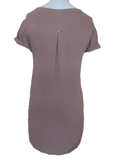 Monk & Lou Brown Button-Down Short Sleeve Top