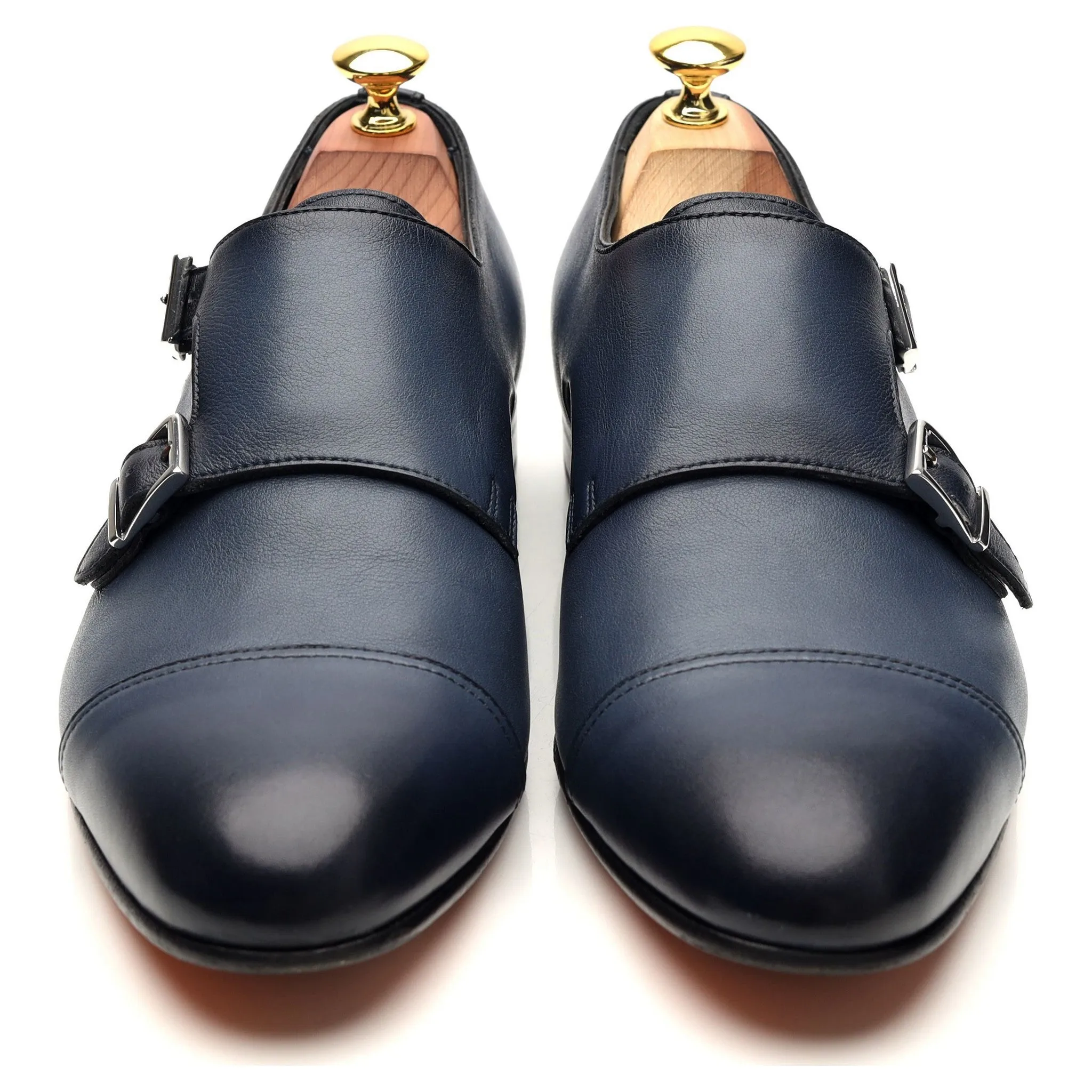 Navy Blue Leather Double Monk Strap UK 7