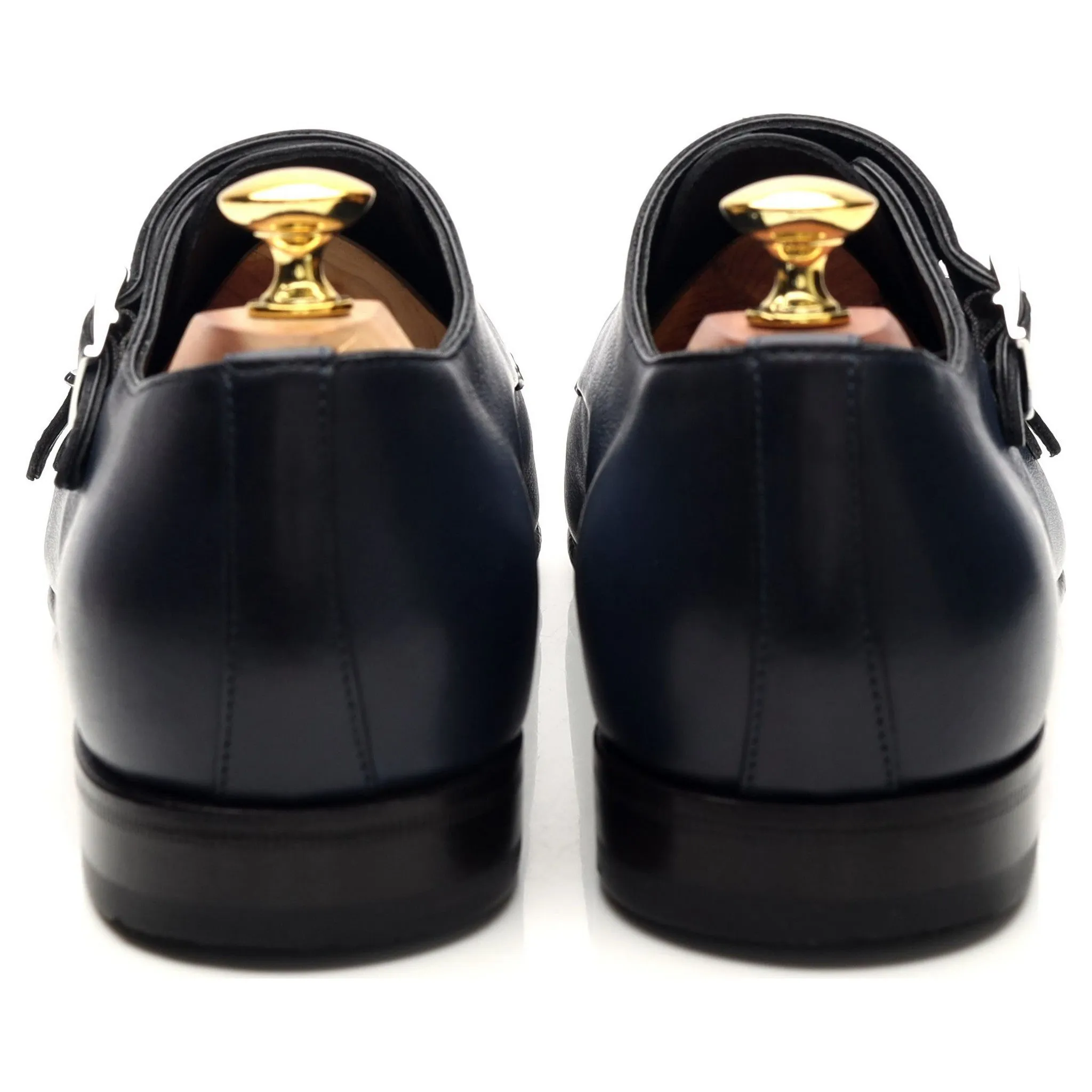 Navy Blue Leather Double Monk Strap UK 7