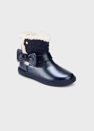 Navy Faux Leather Boots