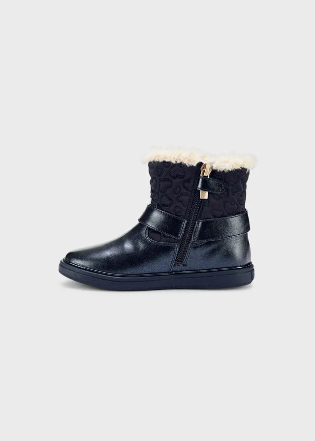 Navy Faux Leather Boots