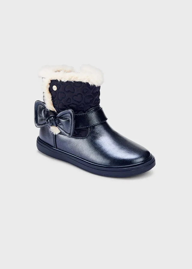 Navy Faux Leather Boots