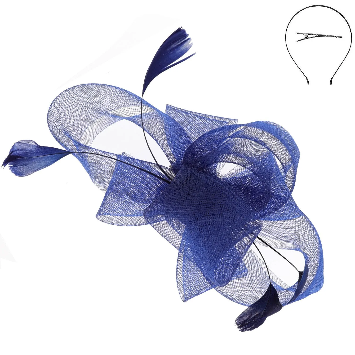 Navy Feather Fascinator