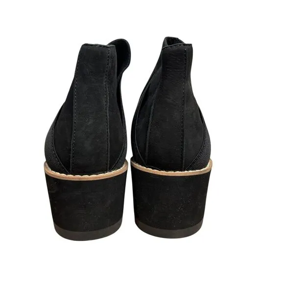 NEW Eileen Fisher Women's Lark Wedge Heel Booties Nubuck Black Leather Size 5.5