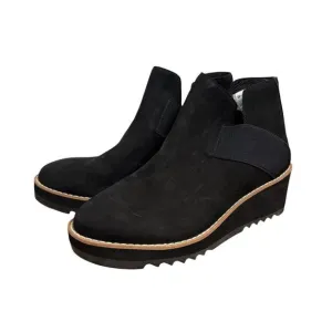 NEW Eileen Fisher Women's Lark Wedge Heel Booties Nubuck Black Leather Size 5.5