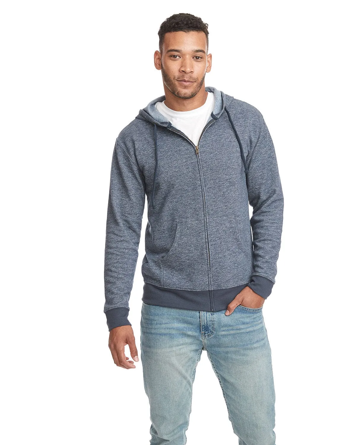 Next Level Unisex Denim Fleece Full-Zip Hoodie