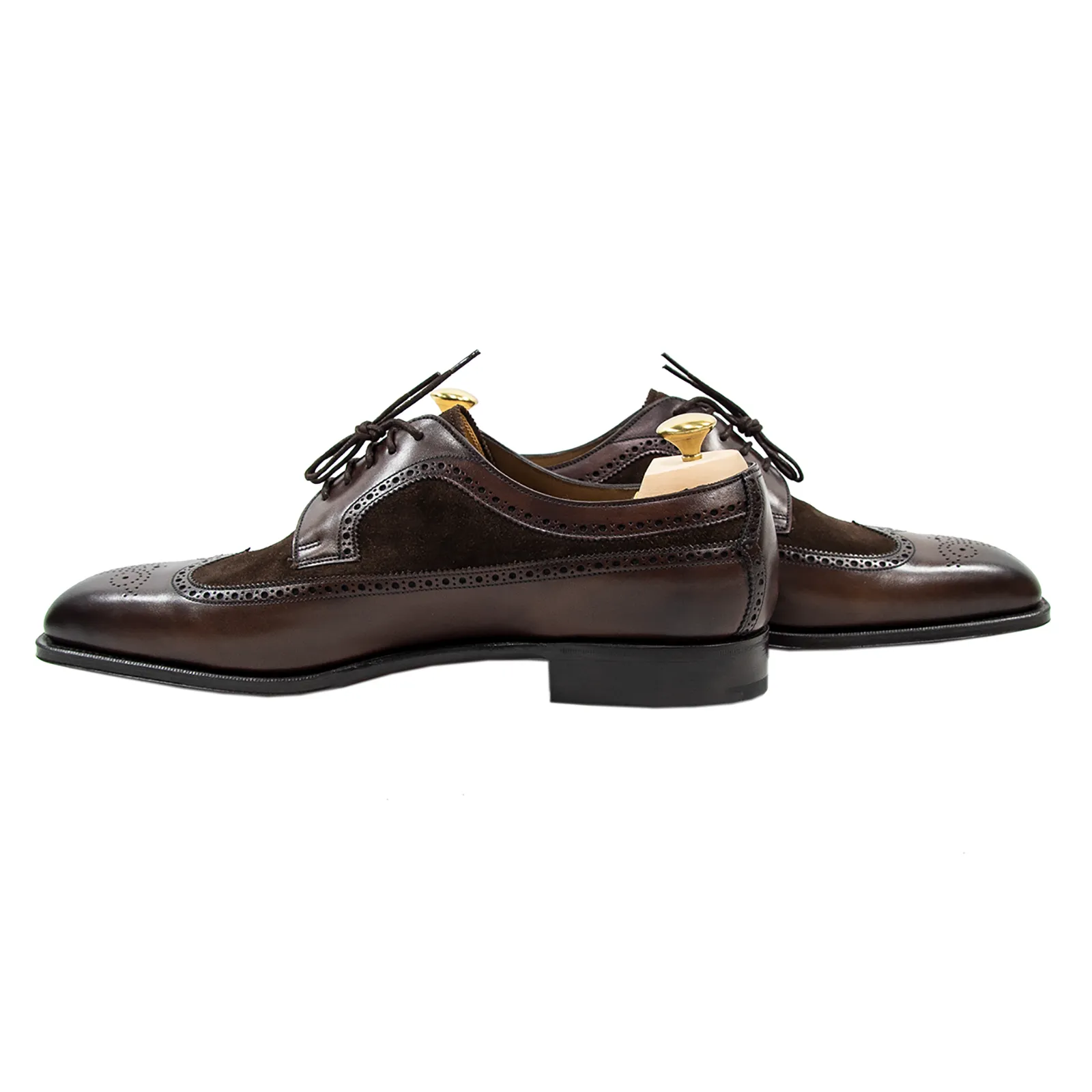 NIB $1605 Edward Green Harrogate E888 Dark Oak Mink Suede Wingtip Shoes 8US