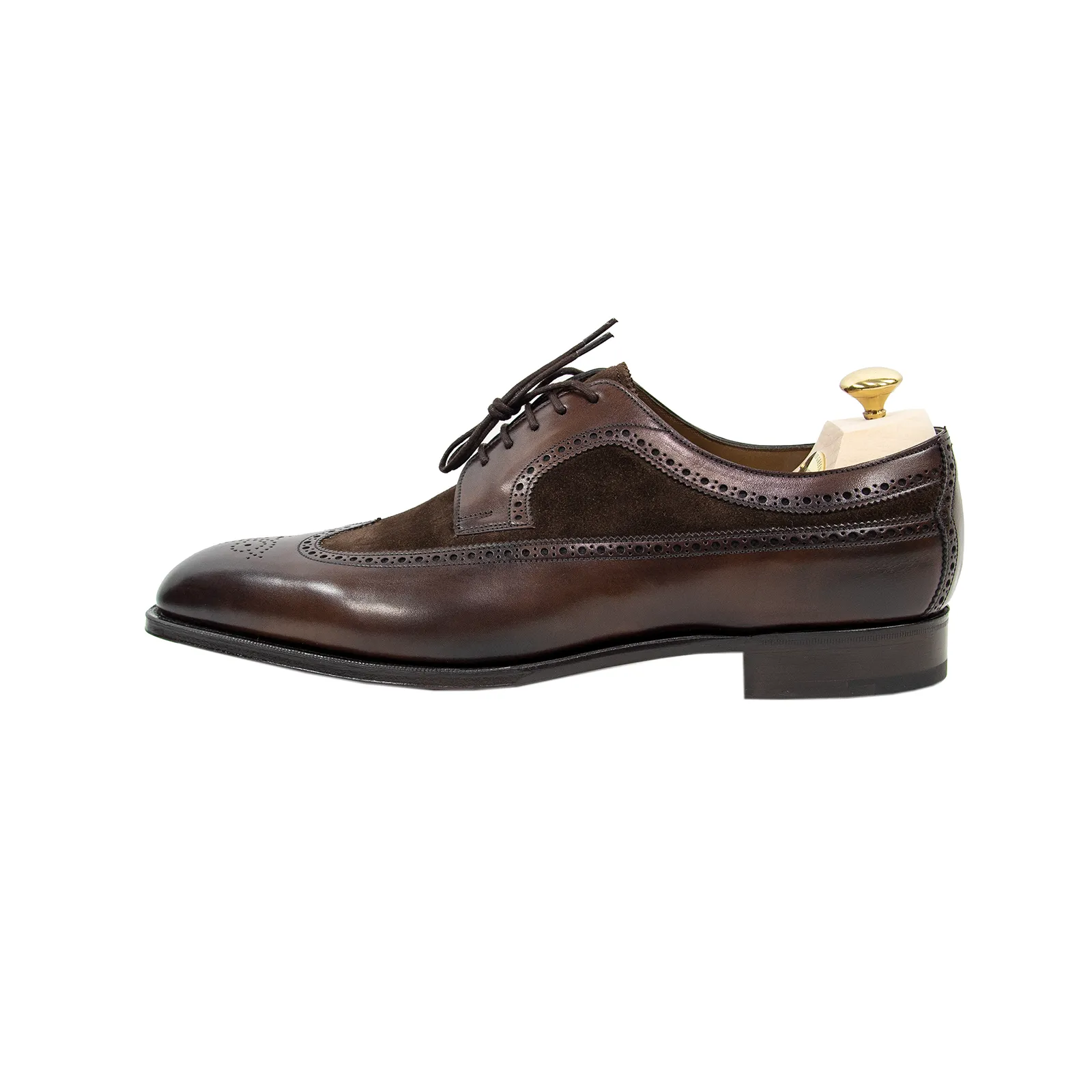 NIB $1605 Edward Green Harrogate E888 Dark Oak Mink Suede Wingtip Shoes 8US