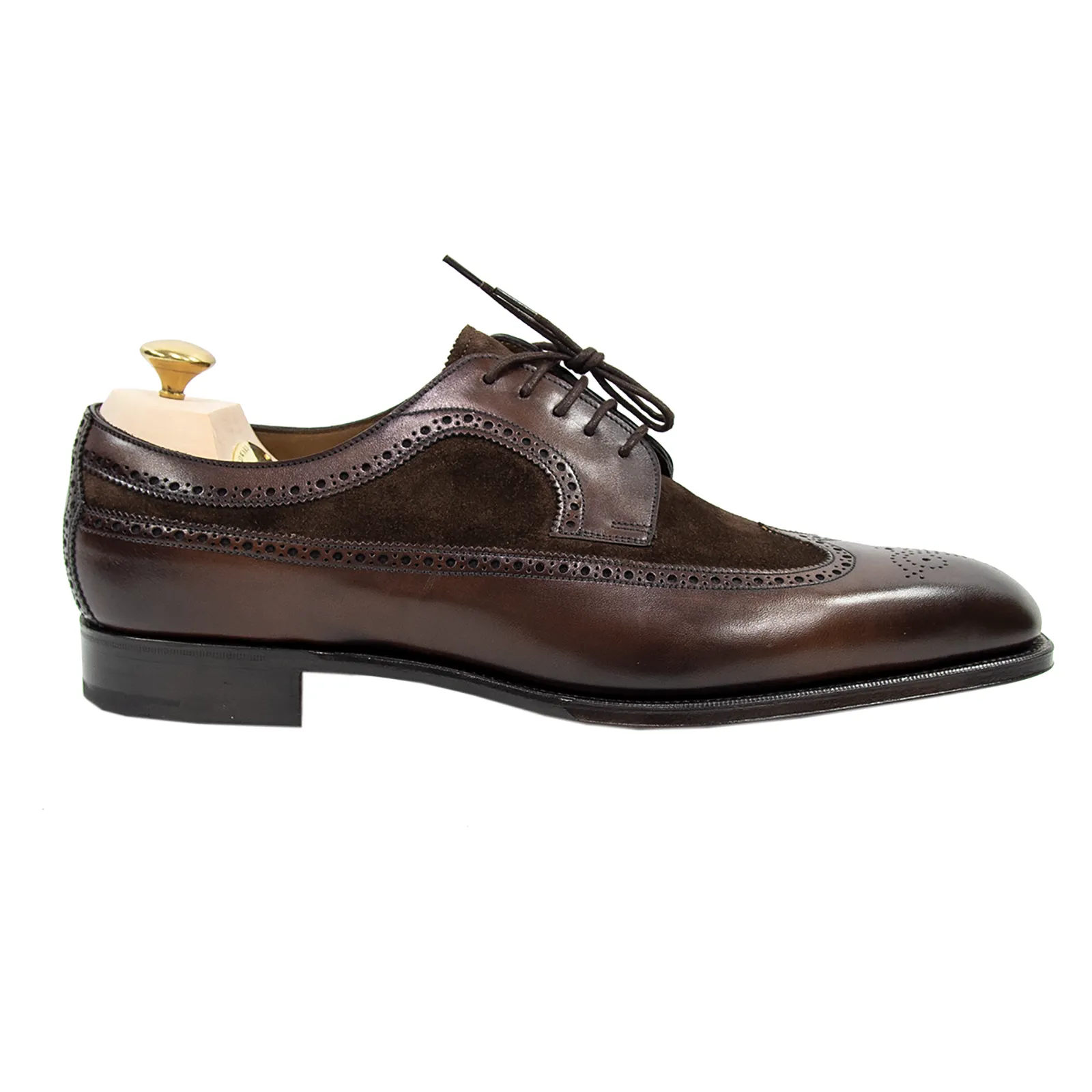 NIB $1605 Edward Green Harrogate E888 Dark Oak Mink Suede Wingtip Shoes 8US