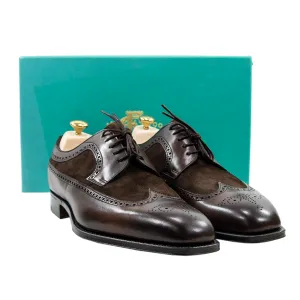 NIB $1605 Edward Green Harrogate E888 Dark Oak Mink Suede Wingtip Shoes 8US