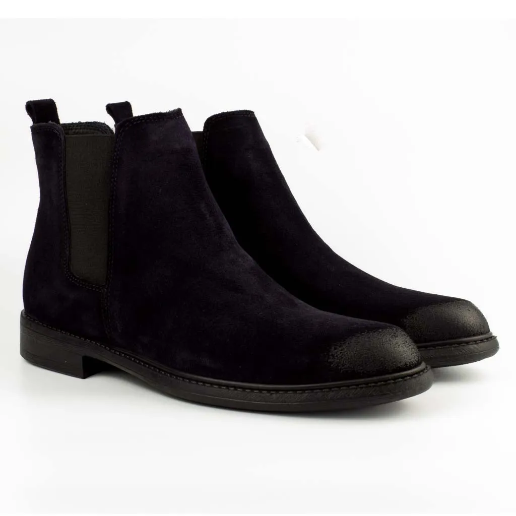 Notti Navy Blue Men's Chelsea Genuine Suede Leather Boots