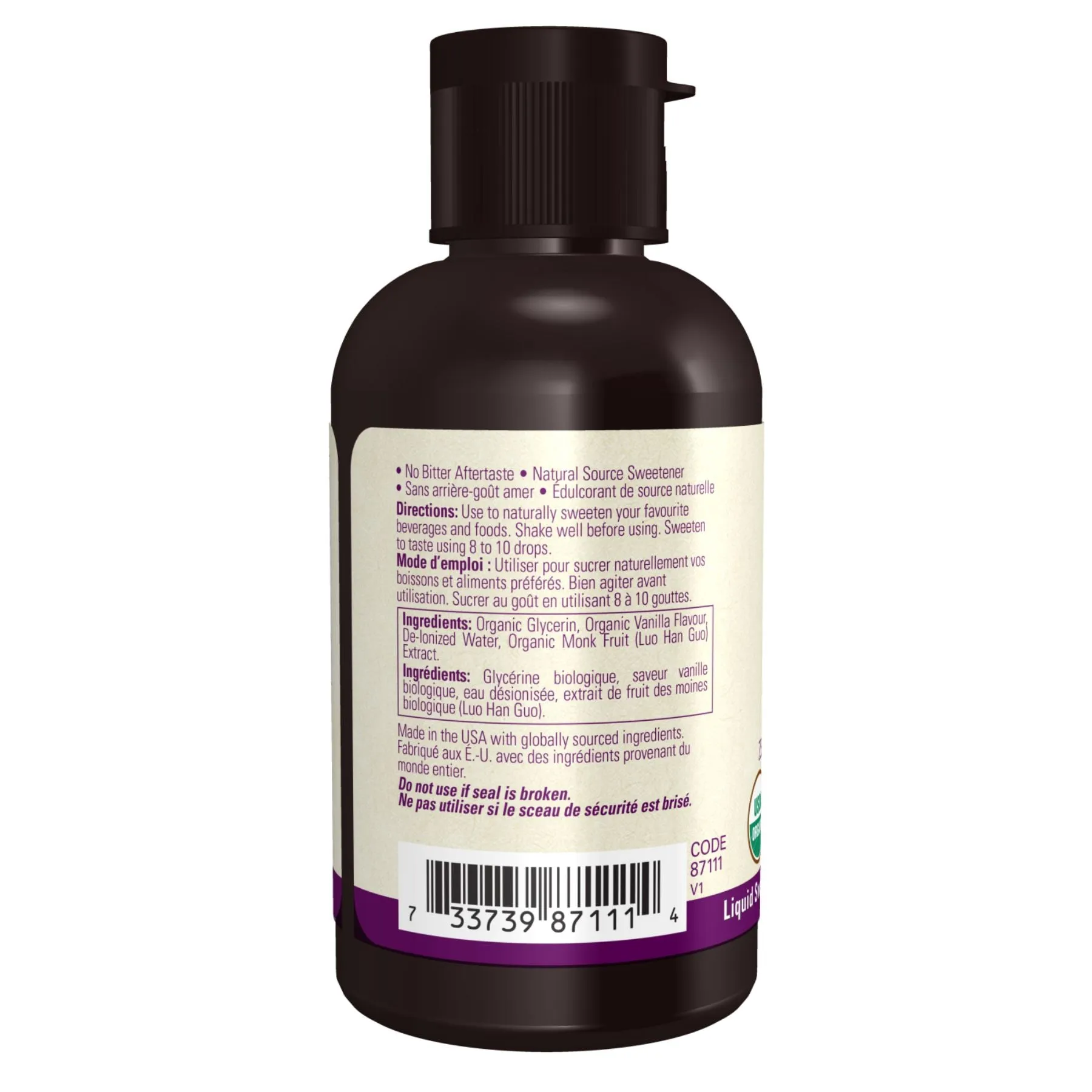 NOW Organic Liquid Monk Fruit Vanilla 53ml