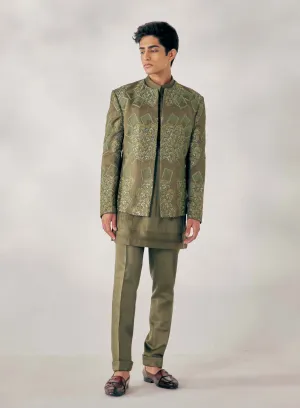 Olive Green Short Jacket set