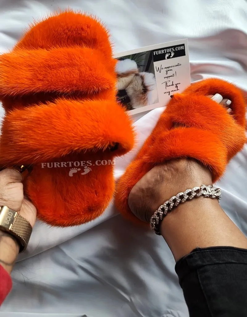 Orange double strap mink