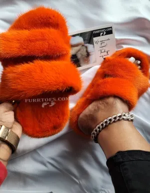 Orange double strap mink