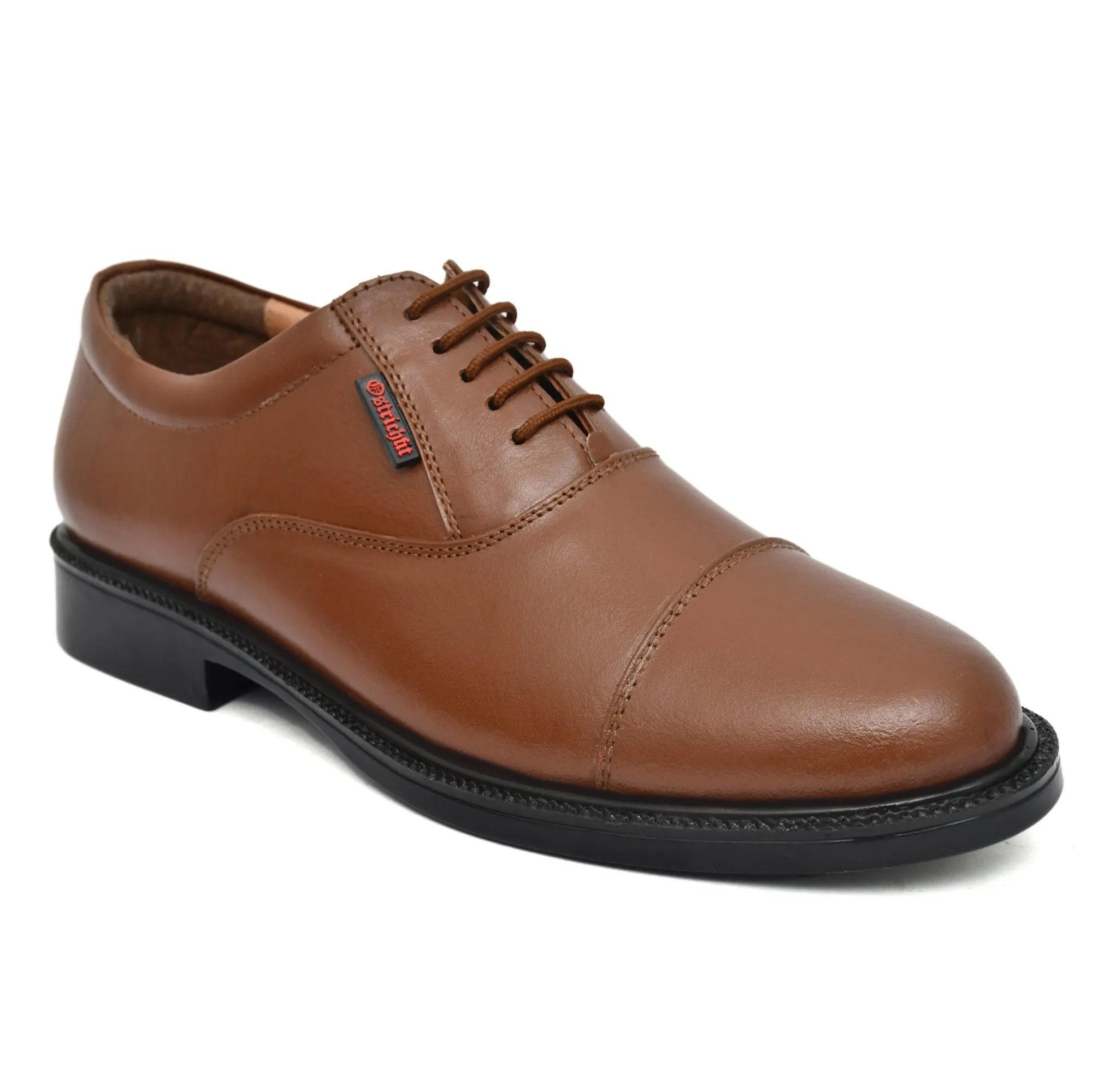 OstrichFit HANDCRAFTED OXFORD TAN PLAIN FORMAL LACEUP DERBY SHOES WITH CAP TOE FOR MEN OF-PS101TAN Article no.: 01