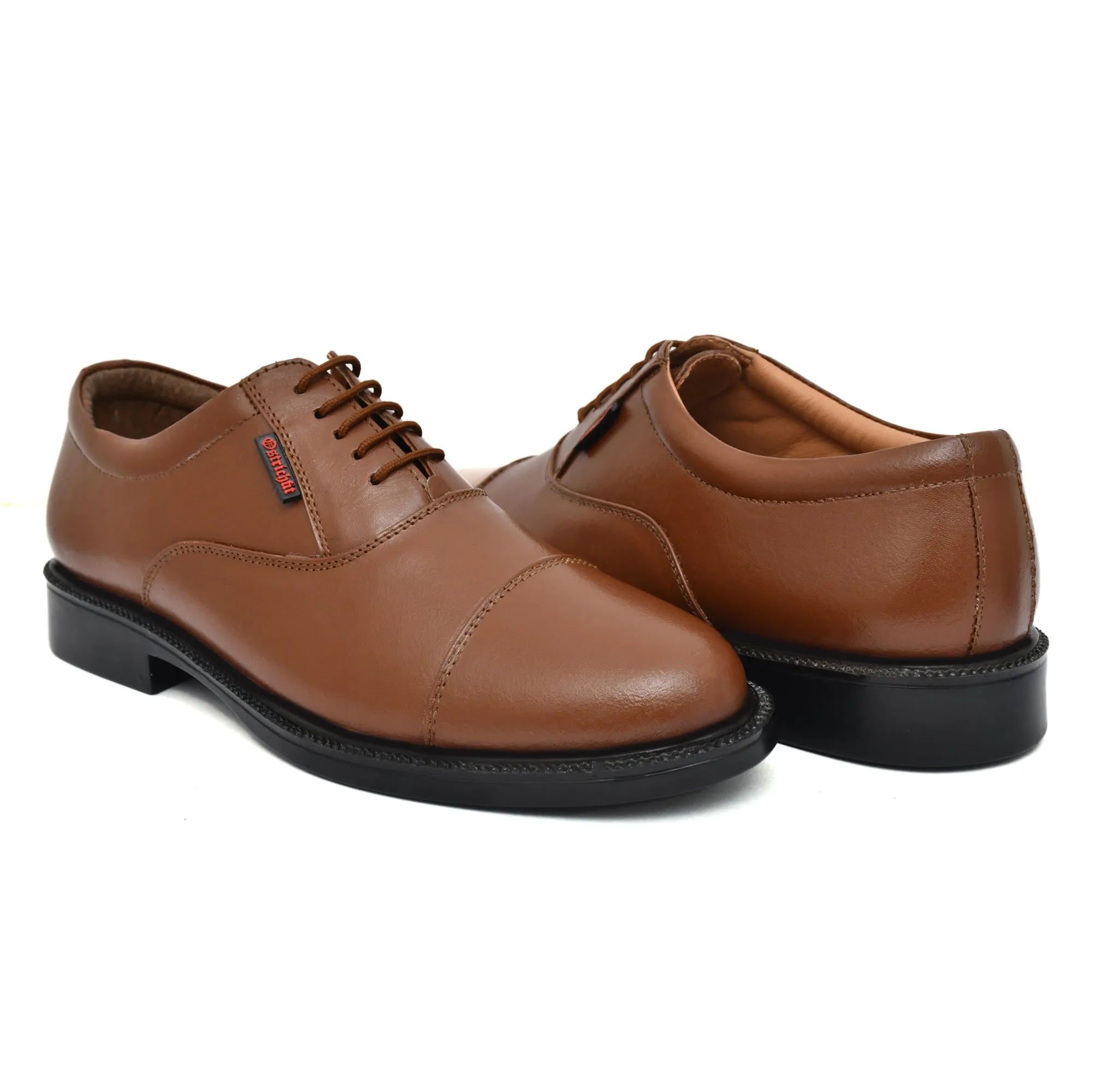 OstrichFit HANDCRAFTED OXFORD TAN PLAIN FORMAL LACEUP DERBY SHOES WITH CAP TOE FOR MEN OF-PS101TAN Article no.: 01