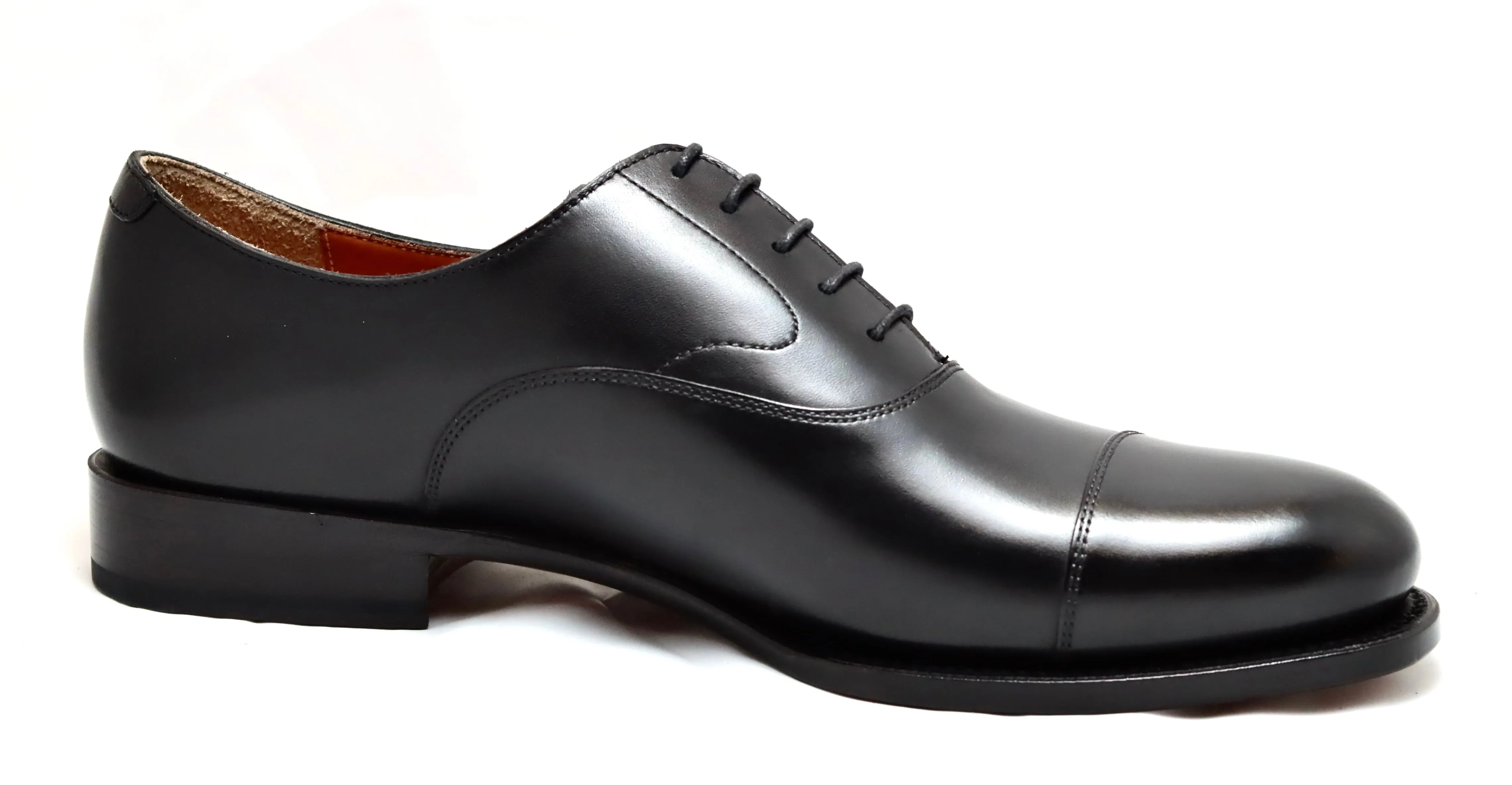 Oxford toecap |  Black  | Calf | wide fit | almond toe